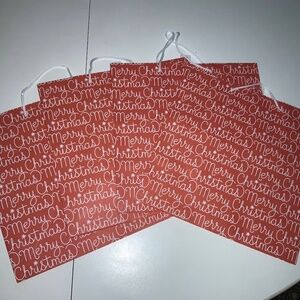 Paper Source 4 Merry Christmas large red white gift bags New